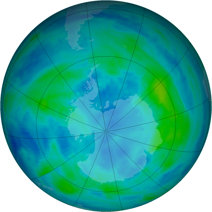 Antarctic ozone map for 10 April 2000